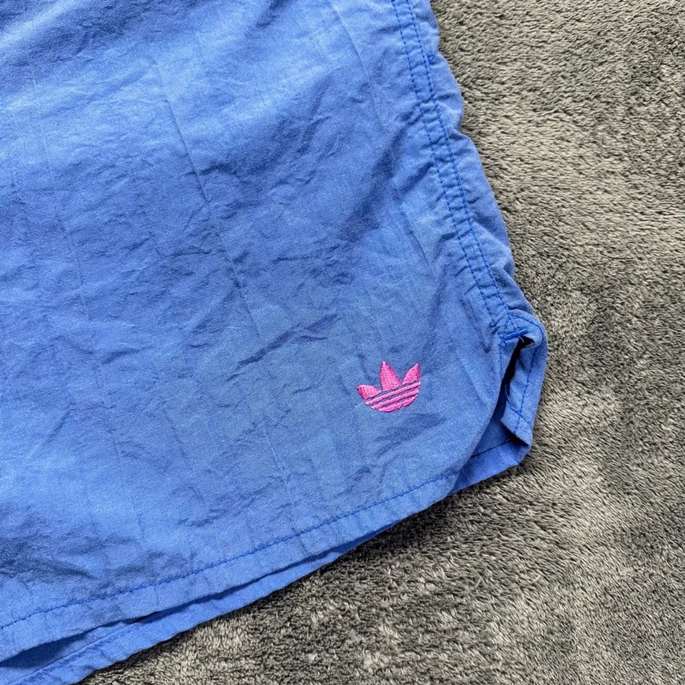Vintage Adidas Trefoil Swim Shorts Mens Large Nylon Blue Pink Drawstring 5